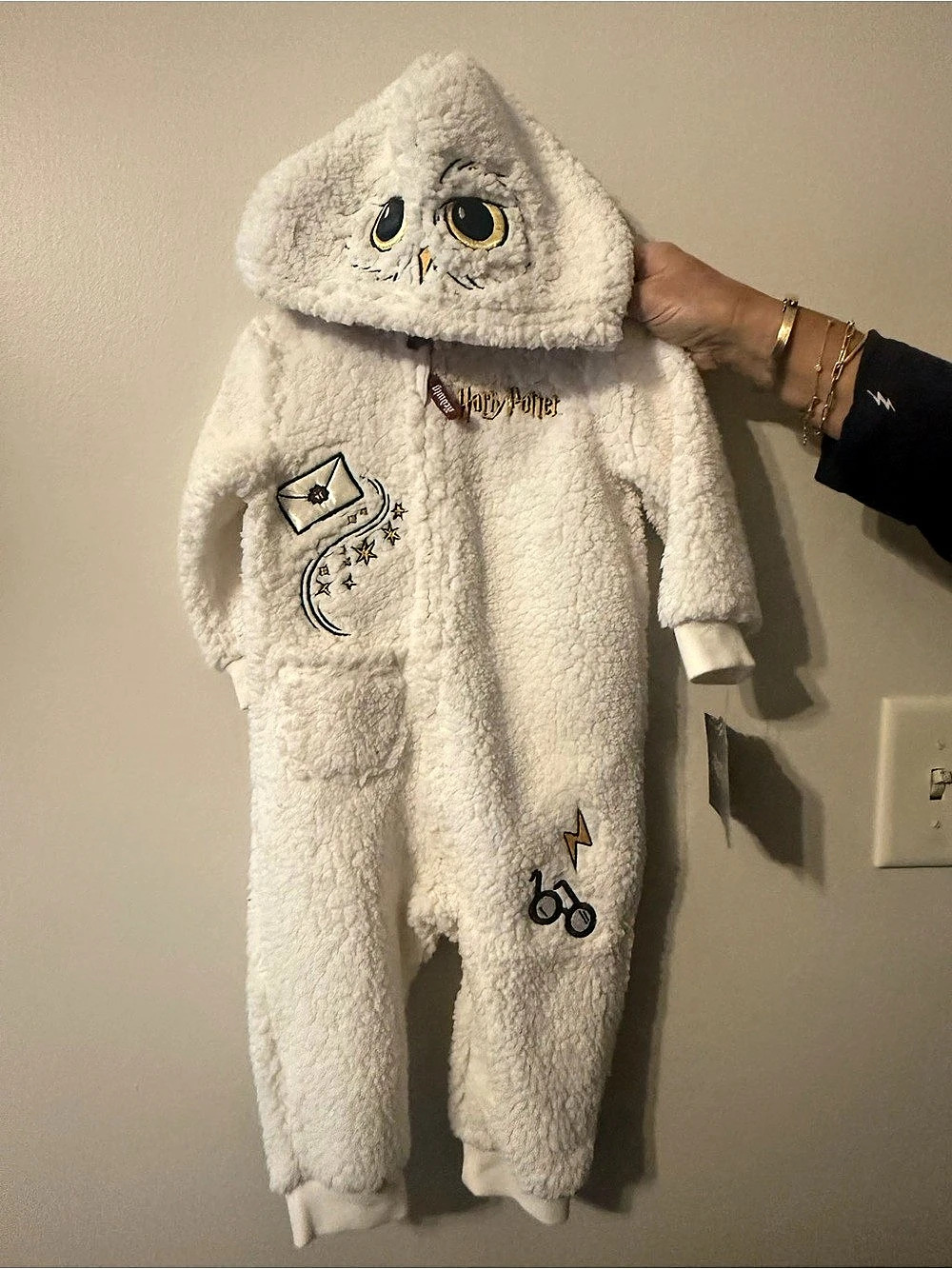 Harry Potter Owl Hooded Footie White NWT